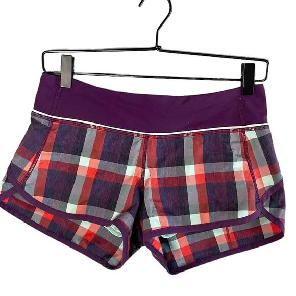 Lululemon Women’s Size 4 Speed Short Wheezy Purple Blue Multi Check